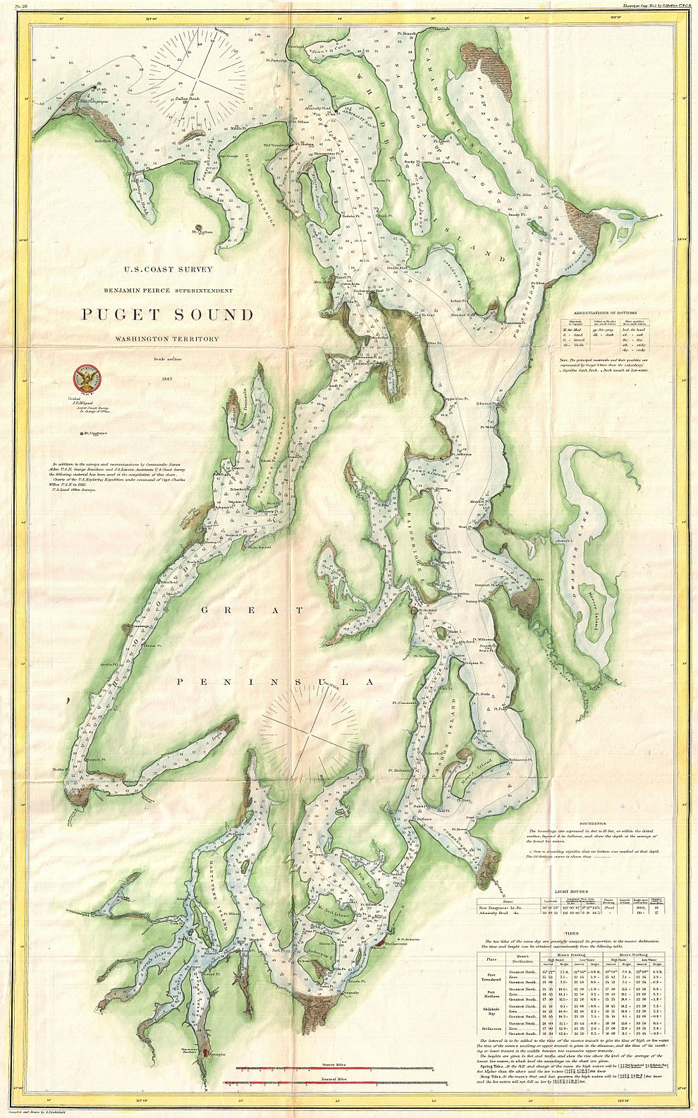 This 1867 U.S. Coast Survey map shows the Kitsap Peninsula, where Hansville is located.