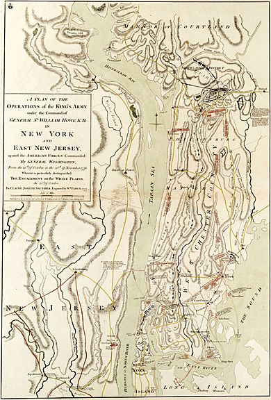 A Plan of the Operations of the King's Army under the Command of General Sr. William Howe, K.B. in New York and East New Jersey, against the American Forces Commanded by General Washington, From the 12th. of October, RMG F0190 (cropped)