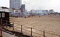 Burning debris from destroyed pier on Margate beach