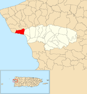 Location of Caguabo within the municipality of Añasco shown in red
