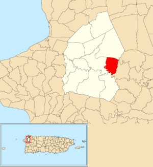 Location of Capá within the municipality of Moca shown in red