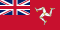 Red flag with triskelion to right of the Union Flag in top-left quarter.