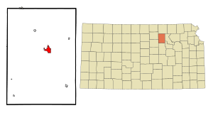 Location within Clay County and Kansas