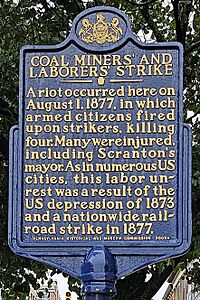 Coal Miners' and Laborers' Strike, Pennsylvania state historical marker