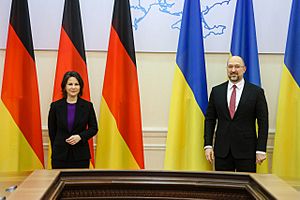 Denys Shmyhal met with German FM Baerbock in Kyiv 2022 (2)