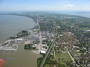 Downtown Port Clinton from the air