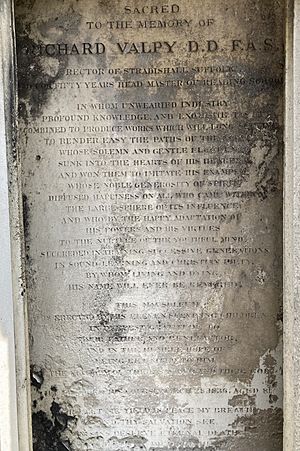 Epitaph on the grave of Richard Valpy