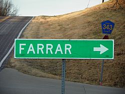 Farrar, Missouri, road sign