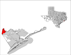 Location in Galveston, and Harris Counties in the state of Texas