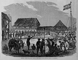 General Walker Reviewing Troops on the Grand Plaza, Granada, Capital of Nicaragua - FL 1856
