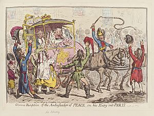 Glorious reception of the Ambassador of Peace, on his entry into Paris - ' (James Harris, 1st Earl of Malmesbury) by James Gillray