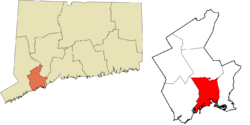 Bridgeport's location within the Greater Bridgeport Planning Region and the state of Connecticut