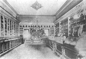Interior of Randall’s Drug Store, circa 1900-1910