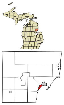 Location of Tawas City, Michigan
