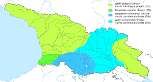 Köppen climate classification map of Georgia