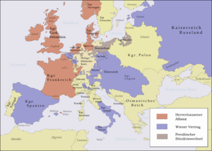 Karte - Bündnissysteme in Europa 1725-1730