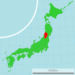 Map of Japan with Yamagata highlighted