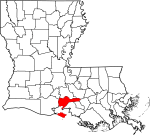 Map of Louisiana highlighting Iberia Parish