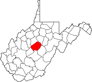 Map of West Virginia highlighting Braxton County