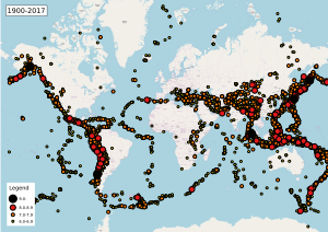 Map of earthquakes 1900-