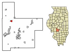 Location of Raymond in Montgomery County, Illinois.