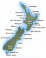 NZ topographic map with population centres