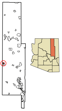 Location of Winslow in Navajo County, Arizona.
