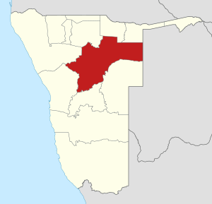 Location of the Otjozondjupa Region in Namibia