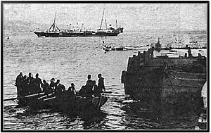 Ottoman troops depart Crete at Suda Bay in November 1898