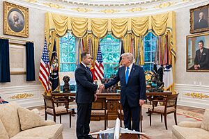 President Donald Trump meets with and poses for a photo with Polish presidential candidate Karol Nawrocki (54491997735)