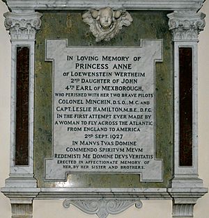 Princess Anne of Loewenstein Wertheim monument in St Raphael's Church Surbiton