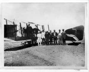 Queensland State Archives 3051 Arrival at Longreach of the Armstrong Whitworth FK8 with the first bag of air mail on the inaugural flight of the first Qantas air service from Charleville to Cloncurry 22 November 1922