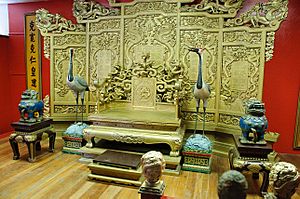 Replica of the Emperor Qins throne on display at Forbidden Gardens in Katy, TX