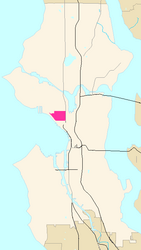 Map of Lower Queen Anne's location in Seattle
