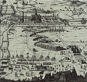 Situatie schets van dolhuys ten tijde van beleg van haarlem