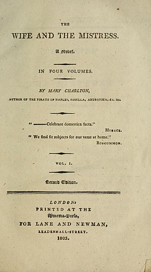 Title page of Mary Charlton's The Wife and the Mistress