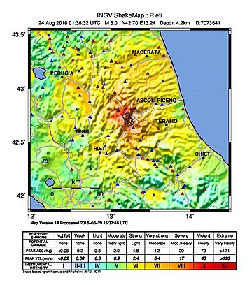 USGS shakemap of the earthquake