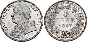 5 lire pontificie 1867