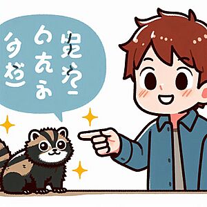 AI tanuki Japanese text