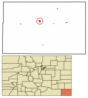 Location within Baca County and Colorado