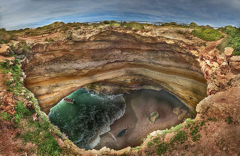 Benagil Cave seen by above