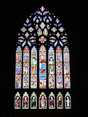 Cathedral of the Immaculate Conception (Albany, New York) - interior, stained glass window depicting the life of the Blessed Virgin Mary