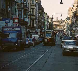 Chorzów in 1993, street, cottage, streetcar (SIK 03-036001)