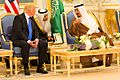 Donald Trump and King Salman bin Abdulaziz Al Saud talk together, May 2017