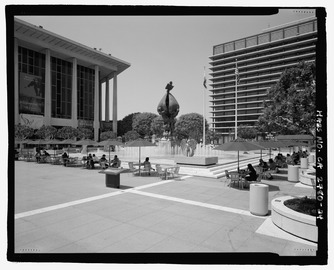 Exterior plaza overall view, facing southwest. - Los Angeles Music Center, 135 North Grand Avenue, Los Angeles, Los Angeles County, CA HABS CA-2780-24