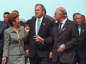 George W. Bush, Mireya Moscoso and Fernando de la Rúa in 2001