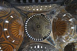 Hagia Sophia's 30.6m ⌀ main dome and semidomes (8393605687)