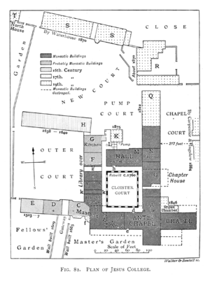Historical plan of Jesus College, Cambridge (1897) - cambridgedescri00atkiuoft 0506