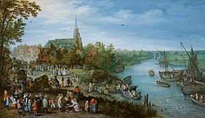 Jan Bruegel (I) - Village Kermis in Schelle with Self Portrait