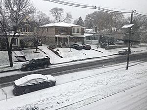 Kipp Avenue in Hasbrouck Heights, NJ on a snowy, winter day